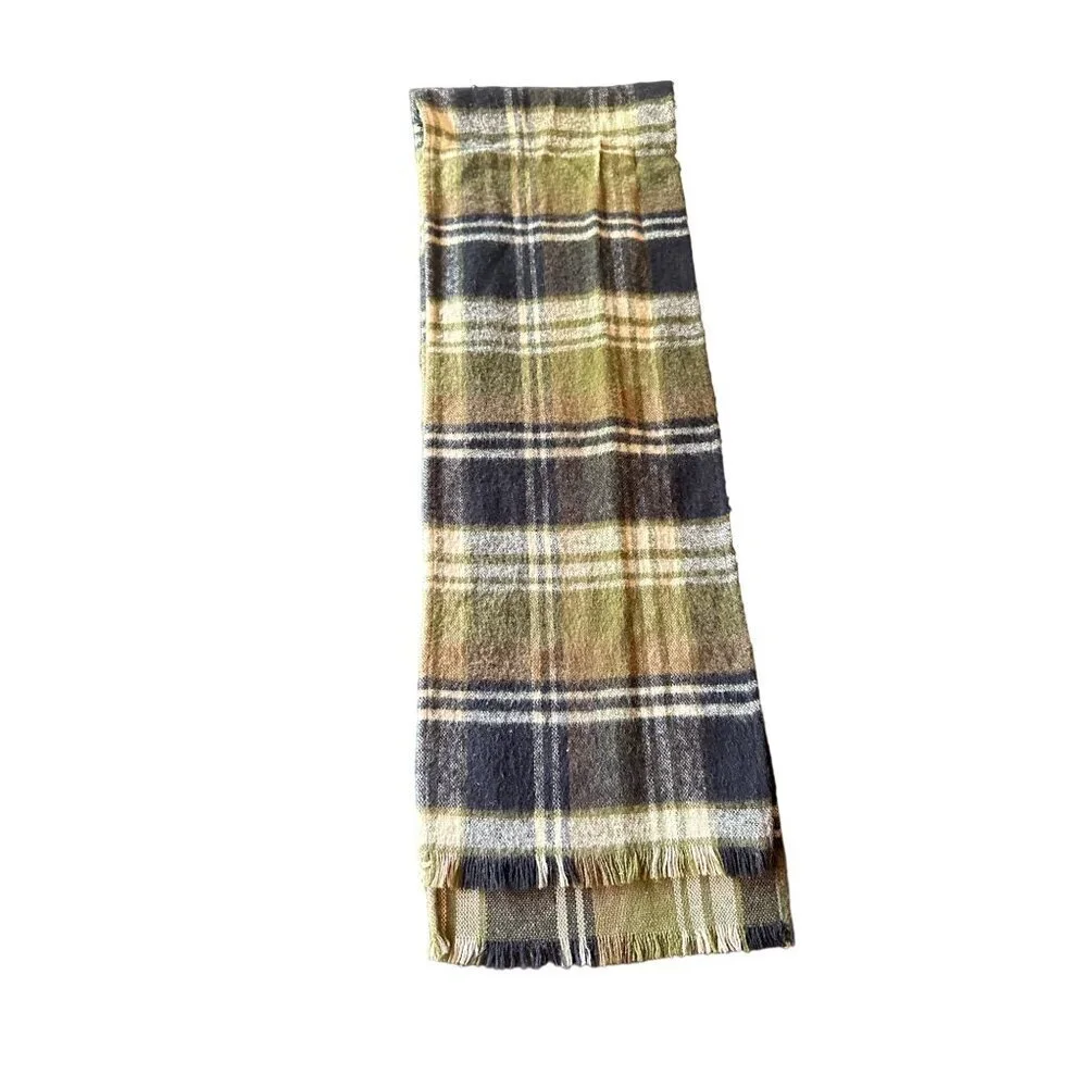 Vintage Wool Plaid Scarf Black/Green Unisex Winter‎ Fashion Accessory
